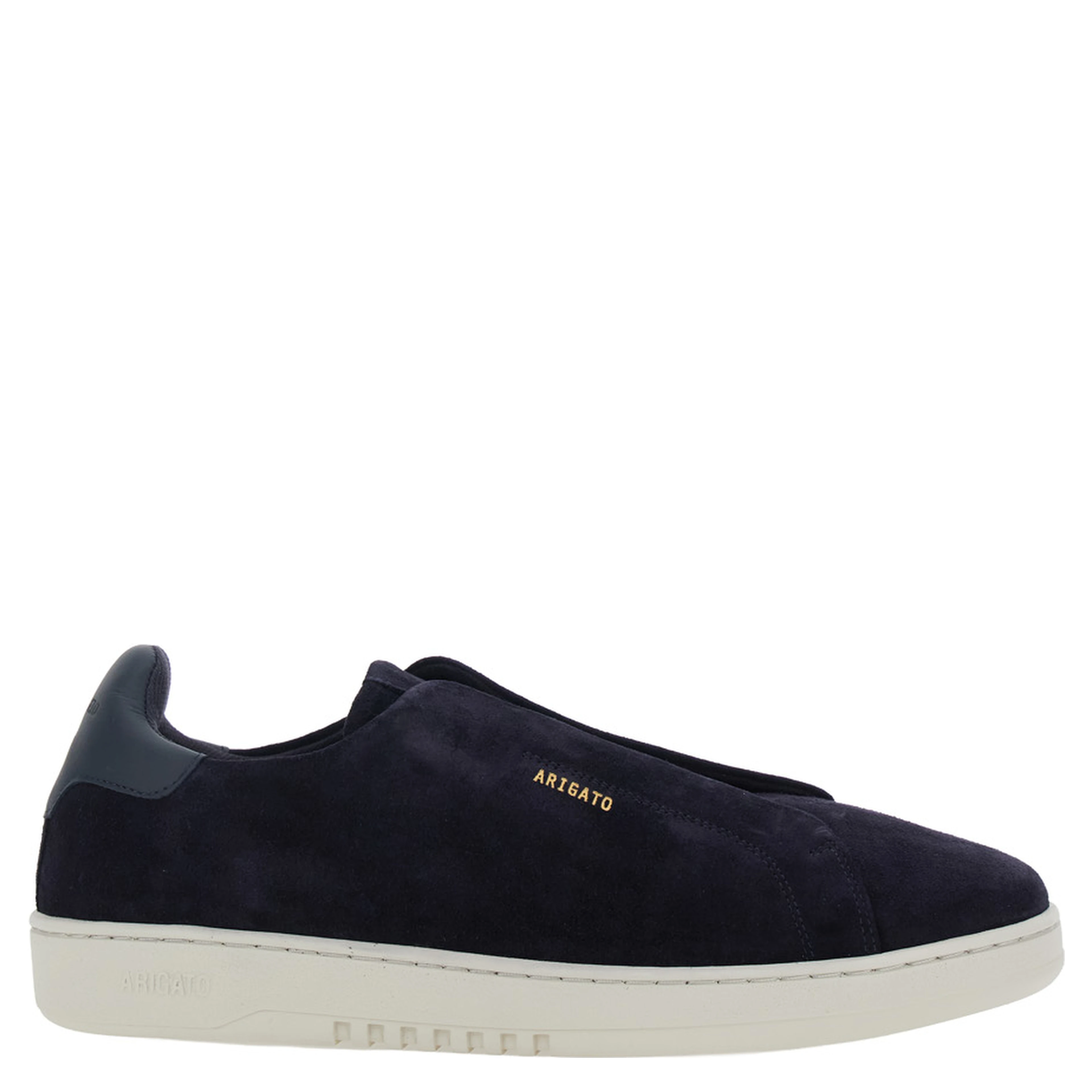 Dice Blue Low Top Laceless Sneakers  with Logo Lettering on the Back in Leather for Men