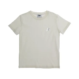 White T-Shirt with Metallic Print in Cotton Boy