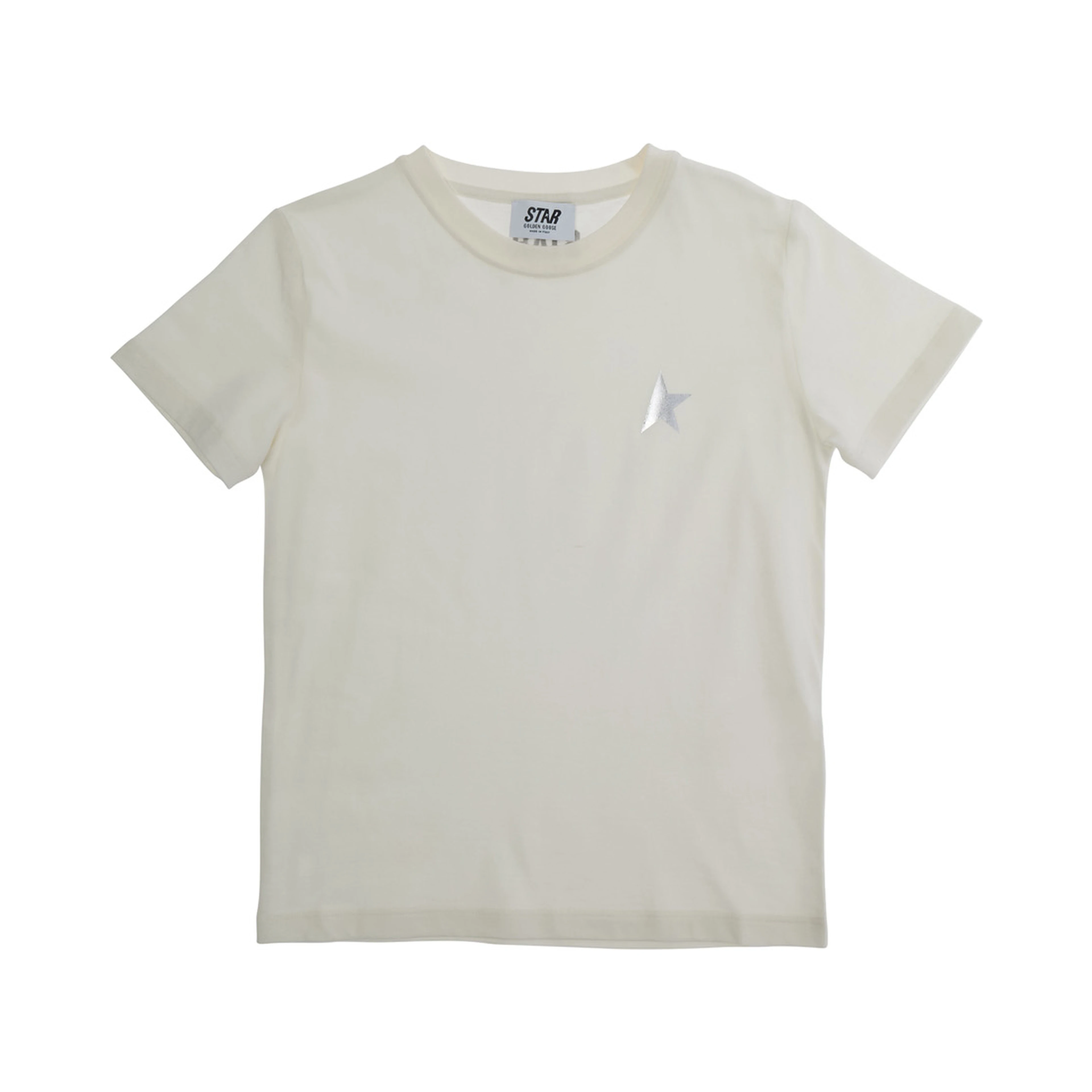 White T-Shirt with Metallic Print in Cotton Boy