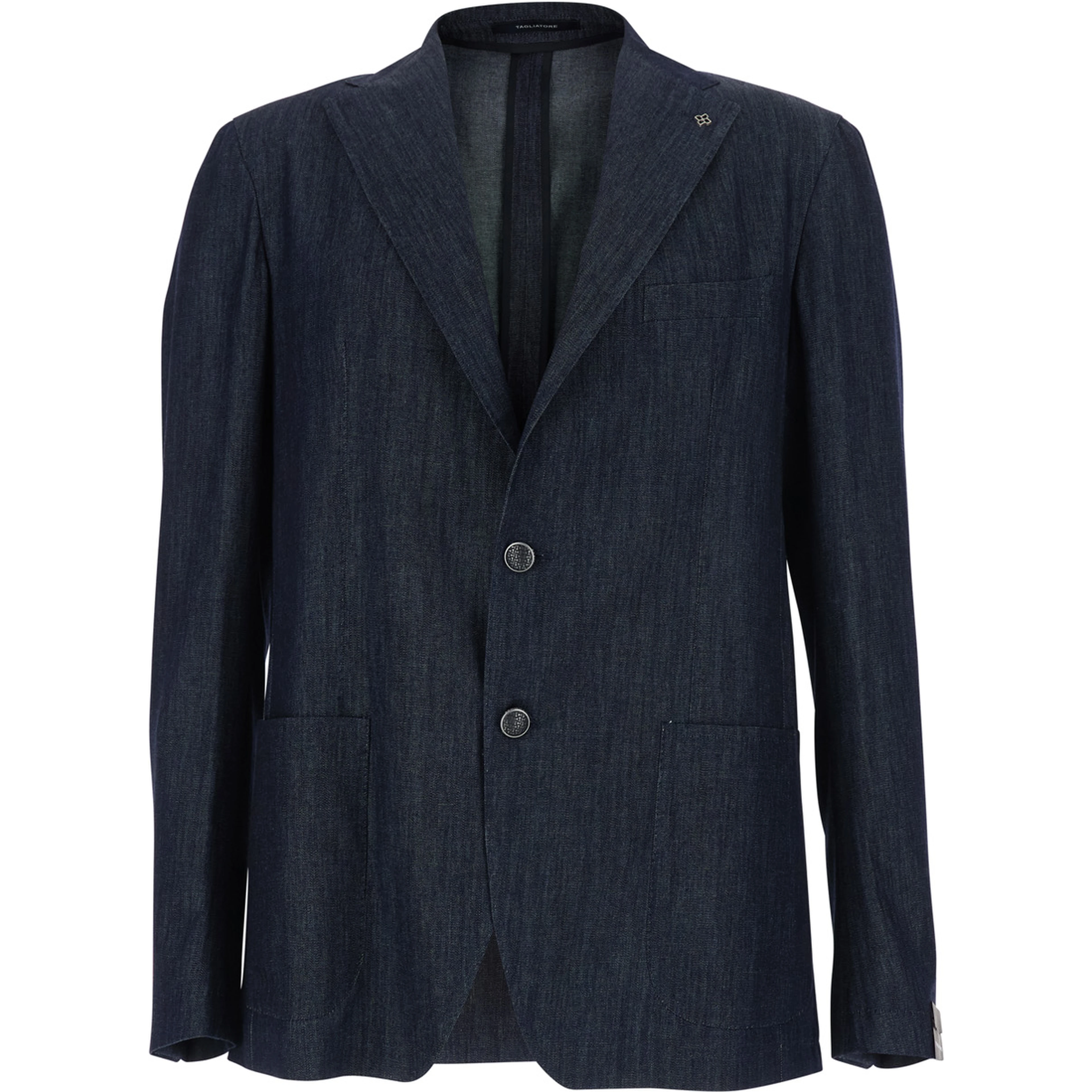 Blue Single-breasted Jacket In Denim for Men