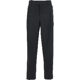 Le Pantalon Golfeur Black Pants with Hidden Closure at the Front in Wool Blend for Men