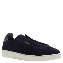 Dice Blue Low Top Laceless Sneakers  with Logo Lettering on the Back in Leather for Men