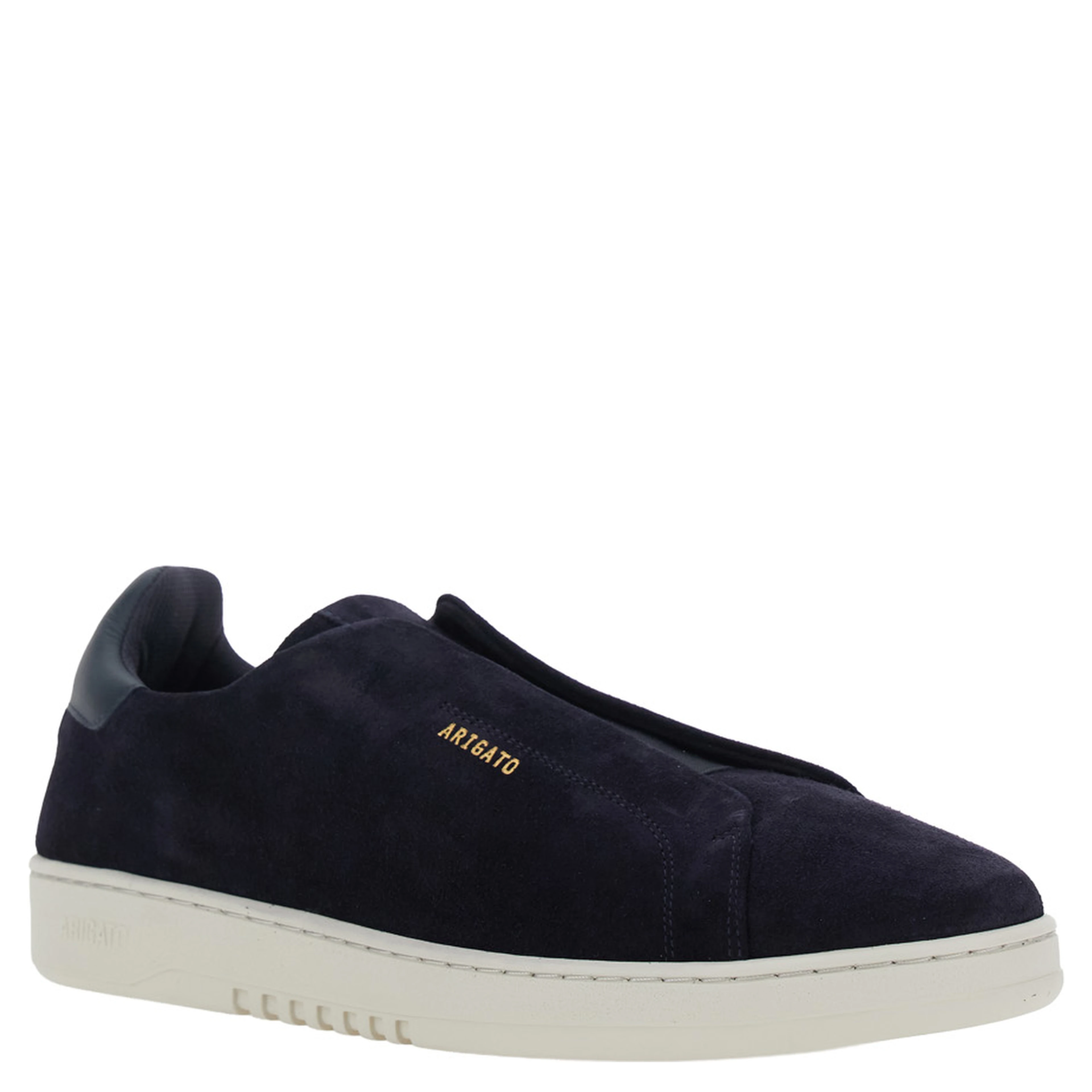 Dice Blue Low Top Laceless Sneakers  with Logo Lettering on the Back in Leather for Men