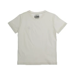 White T-Shirt with Metallic Print in Cotton Boy