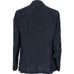 Blue Single-breasted Jacket In Denim for Men