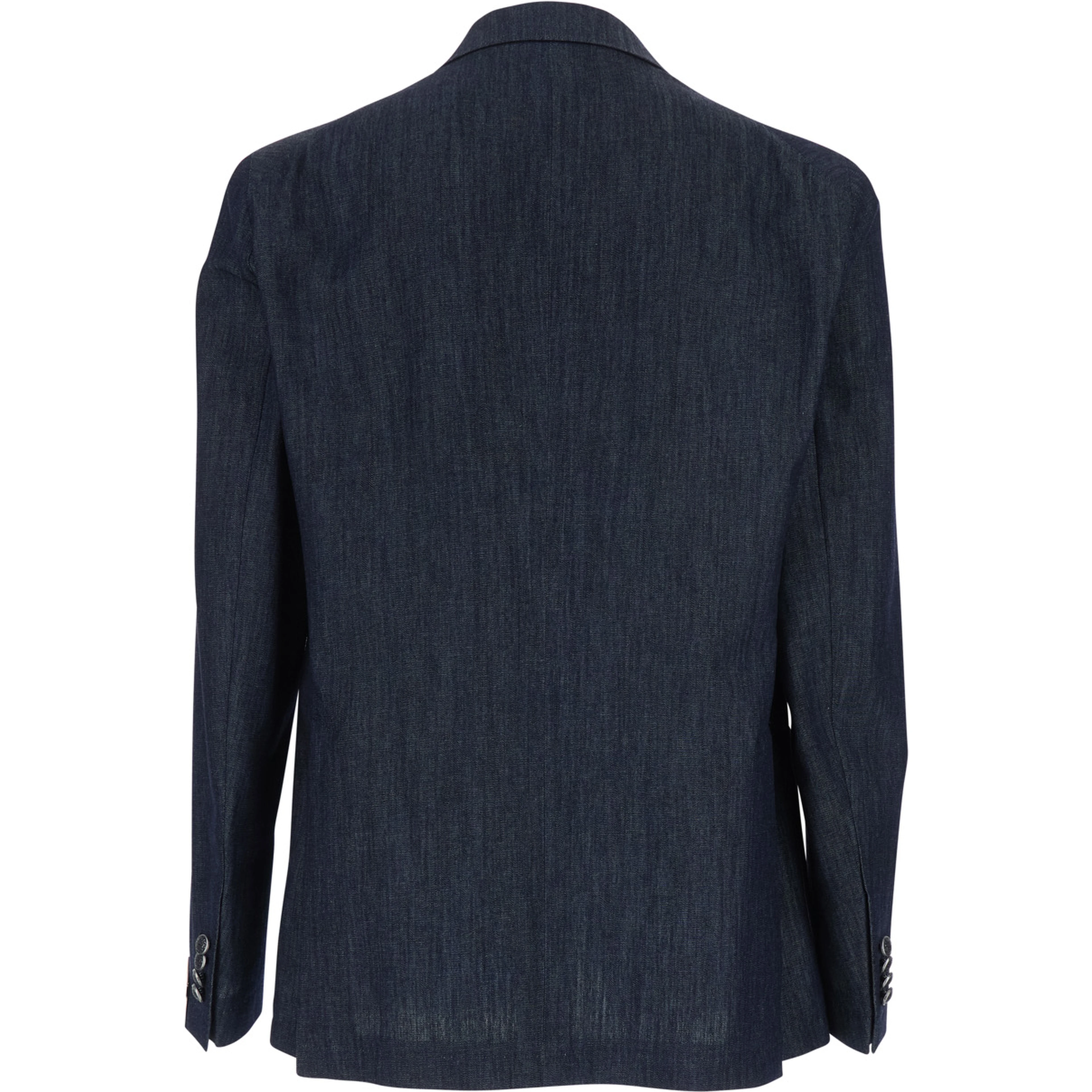 Blue Single-breasted Jacket In Denim for Men