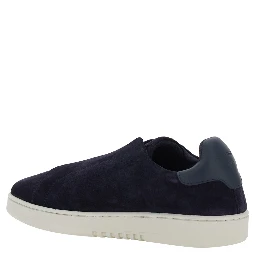 Dice Blue Low Top Laceless Sneakers  with Logo Lettering on the Back in Leather for Men