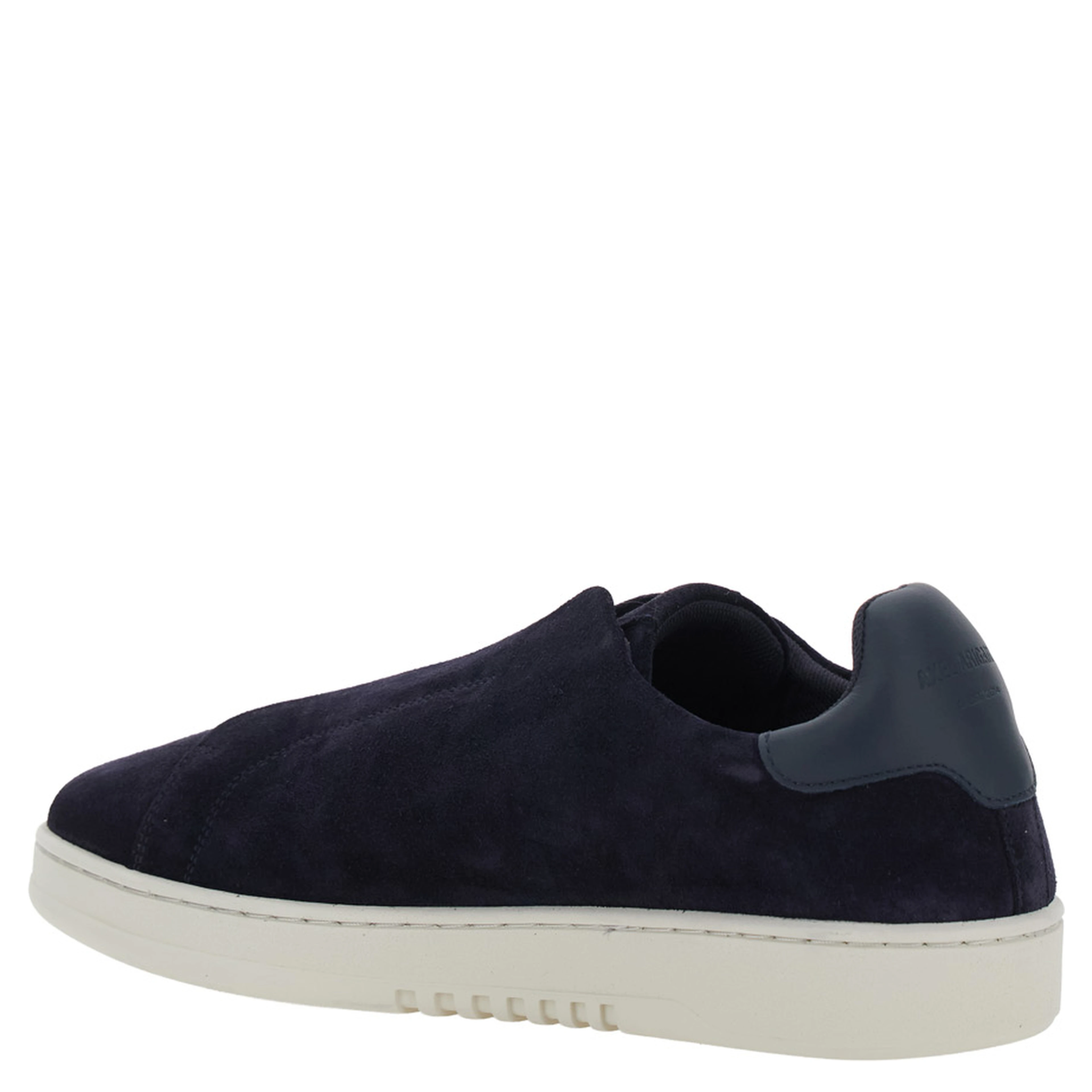 Dice Blue Low Top Laceless Sneakers  with Logo Lettering on the Back in Leather for Men