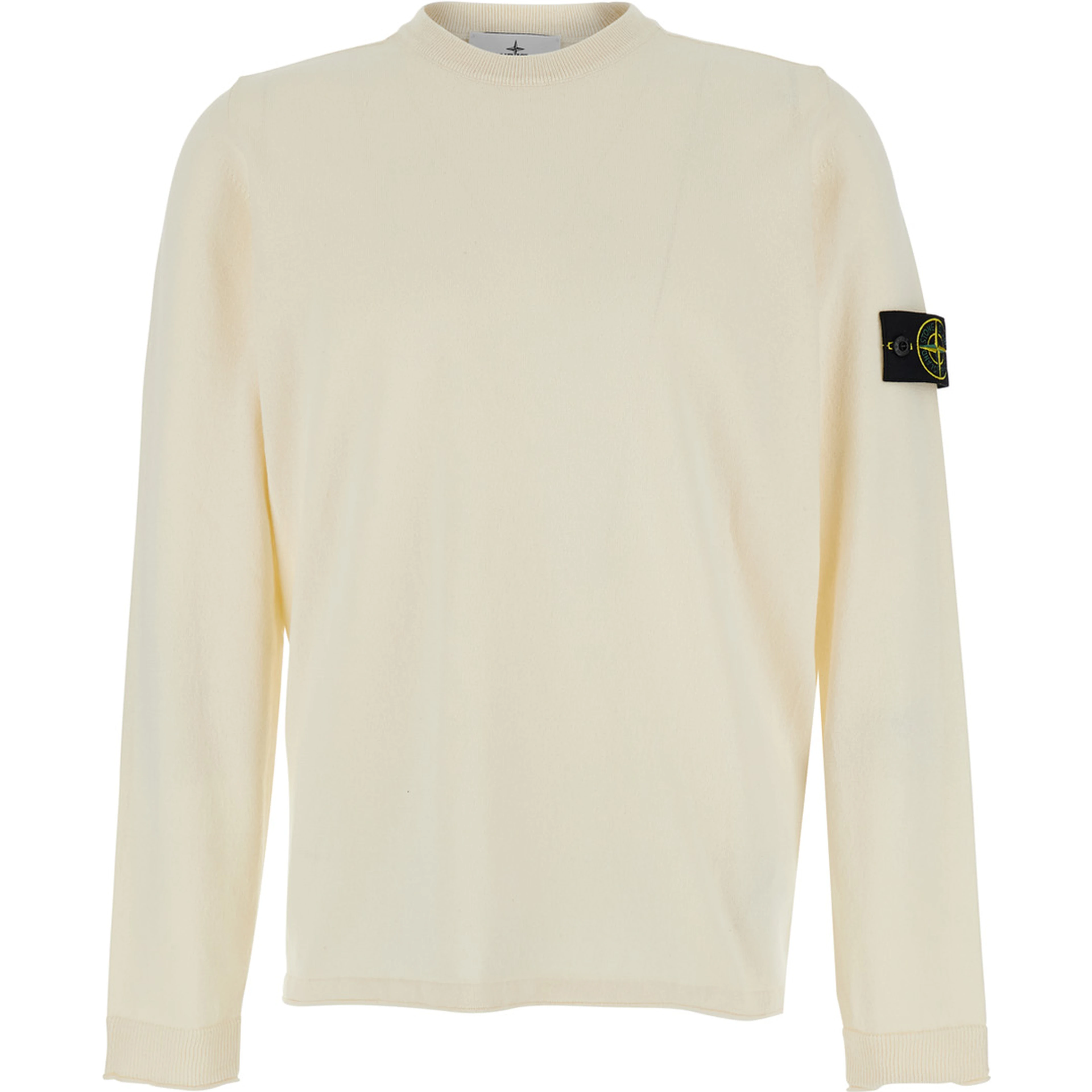 White Sweater with Round Neck and Long Sleeves In Cotton for Men