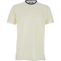 White Crew Neck T-shirt with logo on the front in Tech Fabric men