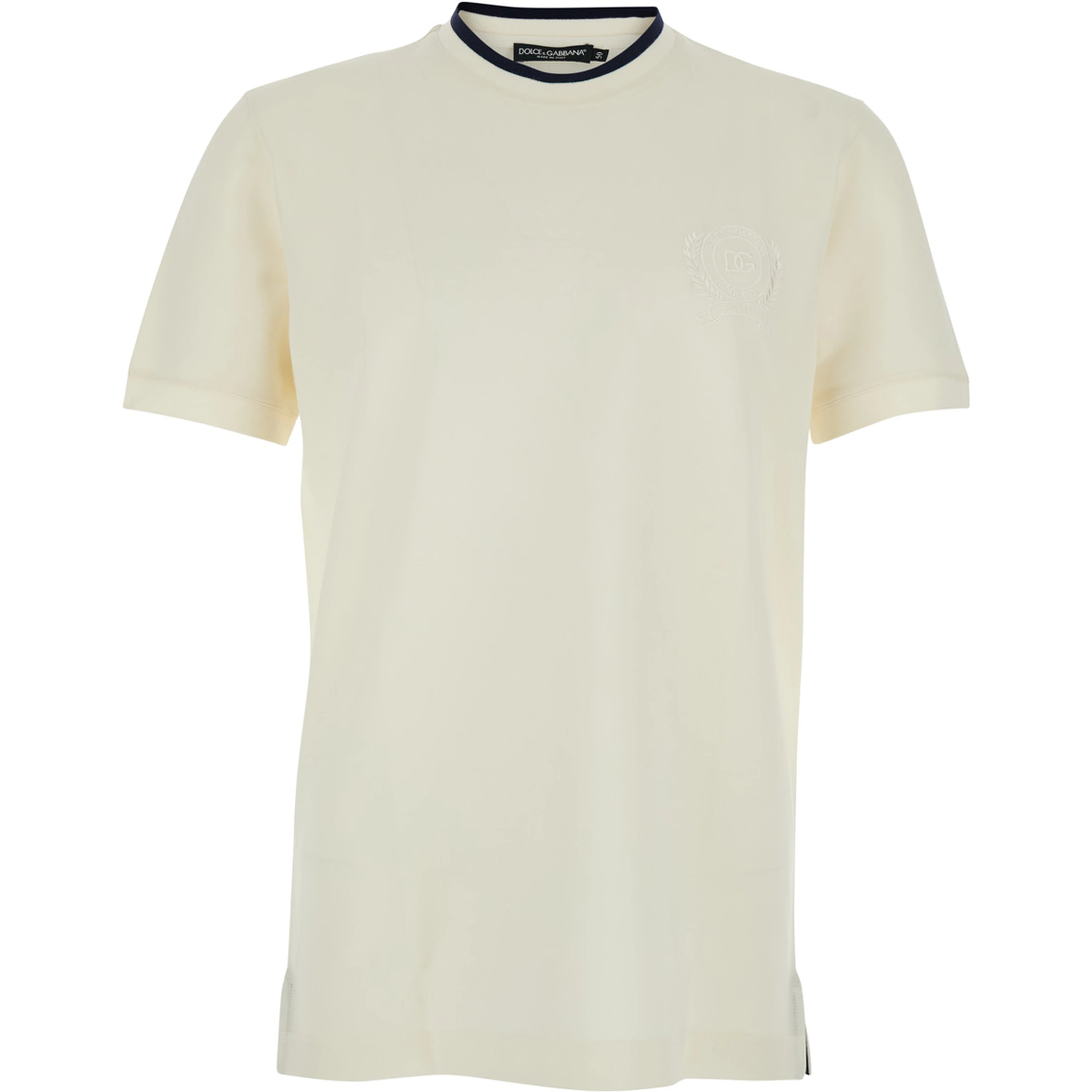 White Crew Neck T-shirt with logo on the front in Tech Fabric men