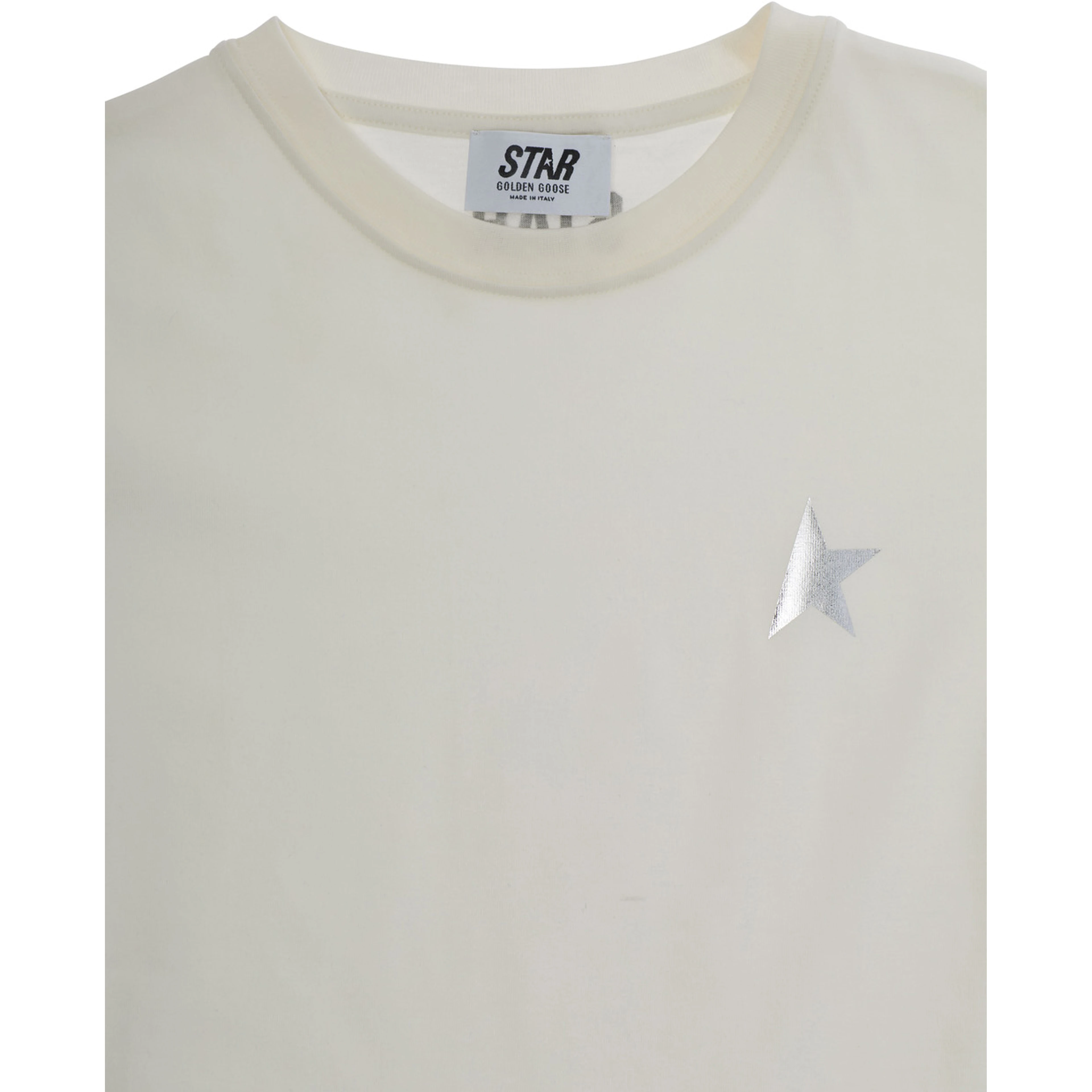 White T-Shirt with Metallic Print in Cotton Boy