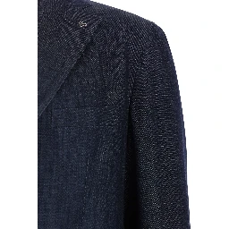 Blue Single-breasted Jacket In Denim for Men