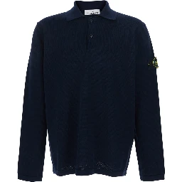 Blue  Sweatshirt with Logo Patch on Sleeve in Cotton for Men