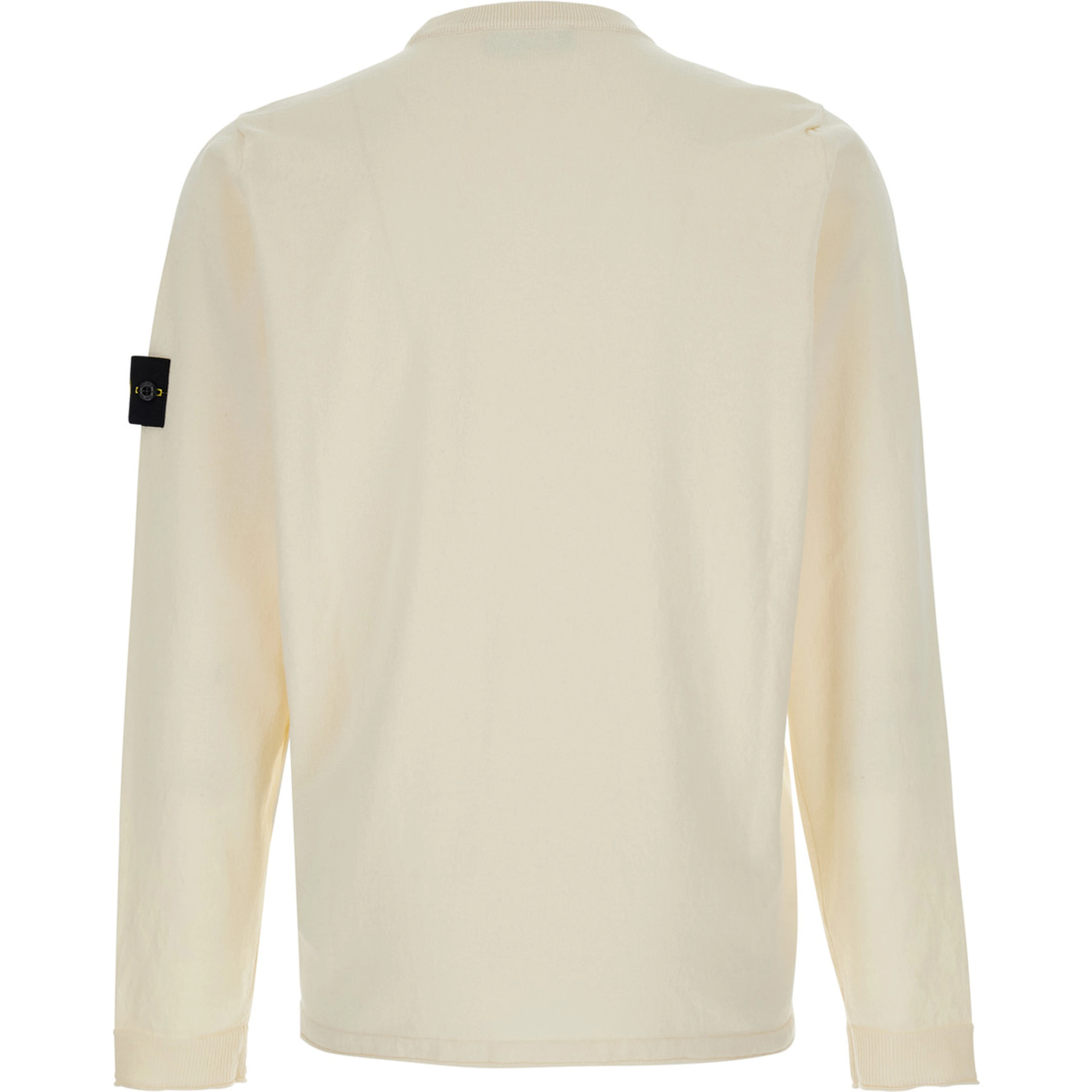 White Sweater with Round Neck and Long Sleeves In Cotton for Men