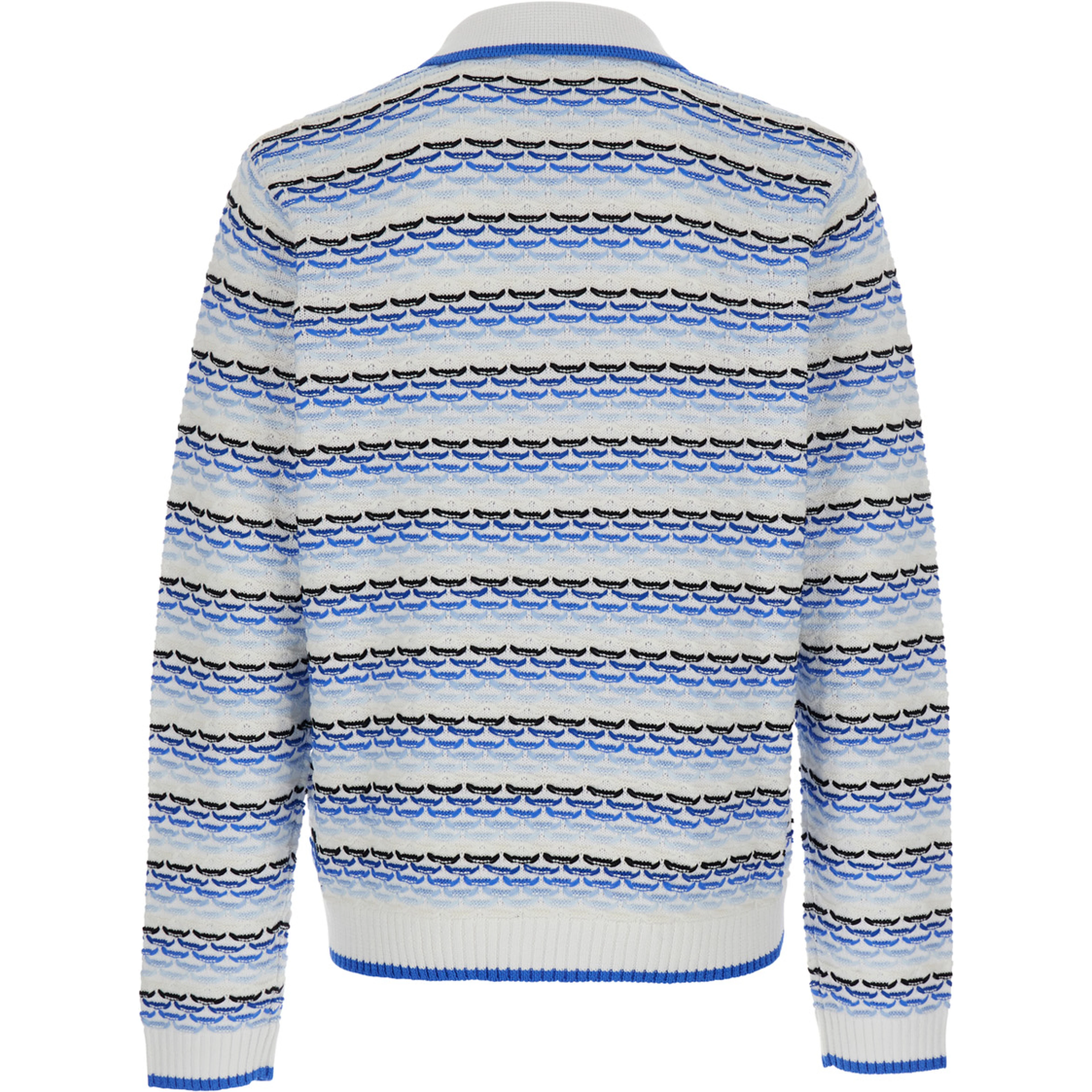 Blue Polo with Logo Embroidery on the Front and All-Over Stripes in Cotton Man