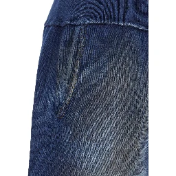 Blue Shorts with Elastic Waist and Worn Effect in Cotton for Men