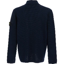 Blue  Sweatshirt with Logo Patch on Sleeve in Cotton for Men
