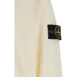 White Sweater with Round Neck and Long Sleeves In Cotton for Men