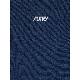 Blue Polo Shirt with Contrast Collar and Logo on Front in Cotton Blend Man