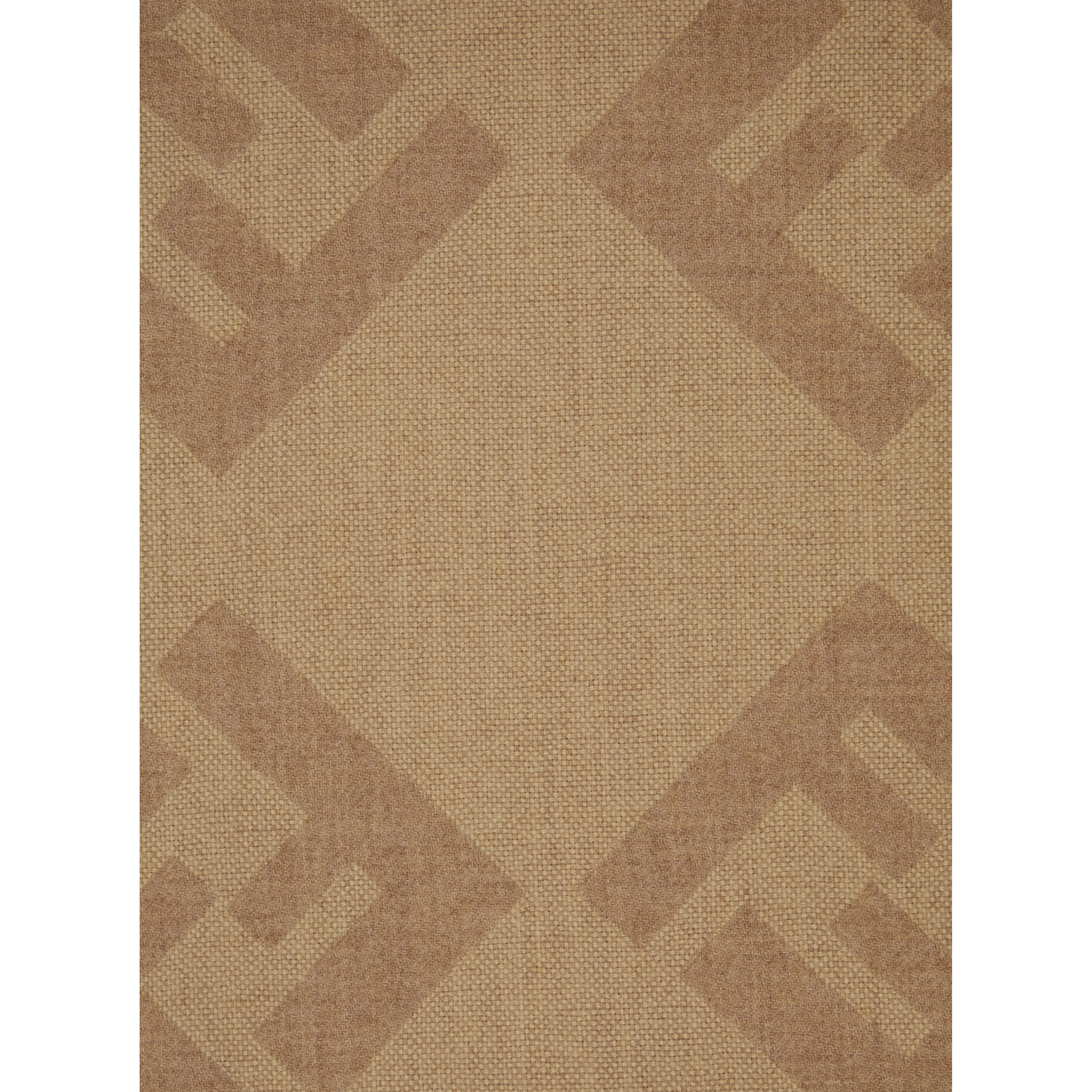 Beige Scarf with Fringed Hem and All-Over FF Motif in Wool for Men