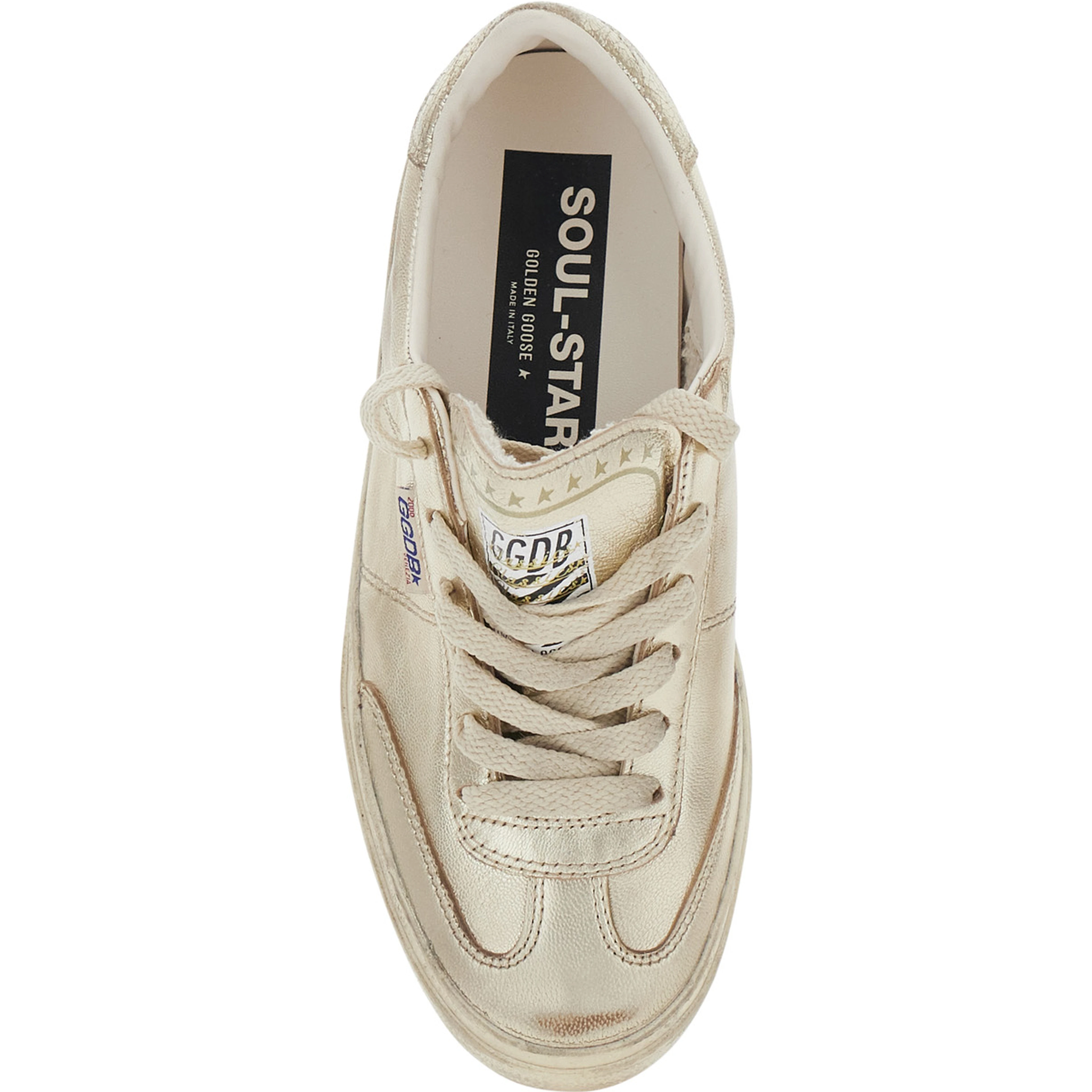 Soul-Star metallic Sneakers with logo lettering on the back and on the tongue in laminated leather Woman