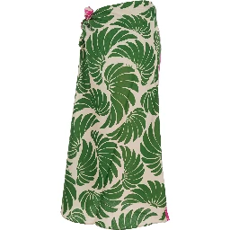 Floral Knot Multicolor Midi Skirt with Side Knot Closure and All-Over Floral Print in Linen Blend for Women