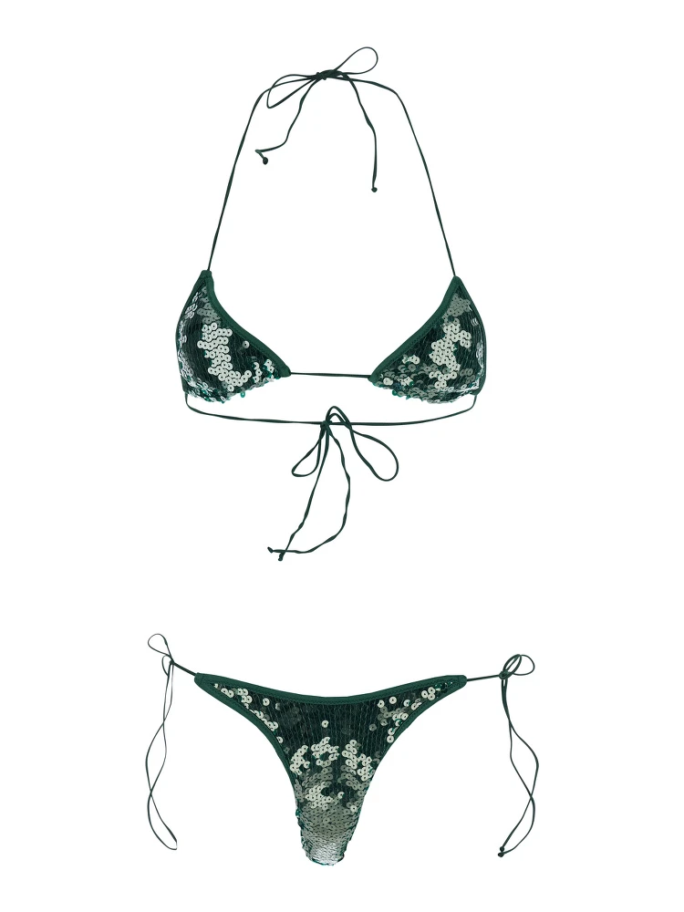 MARYLIN Green Bikini with Triangle Top and all-over rhinestones in Tech Fabric Women