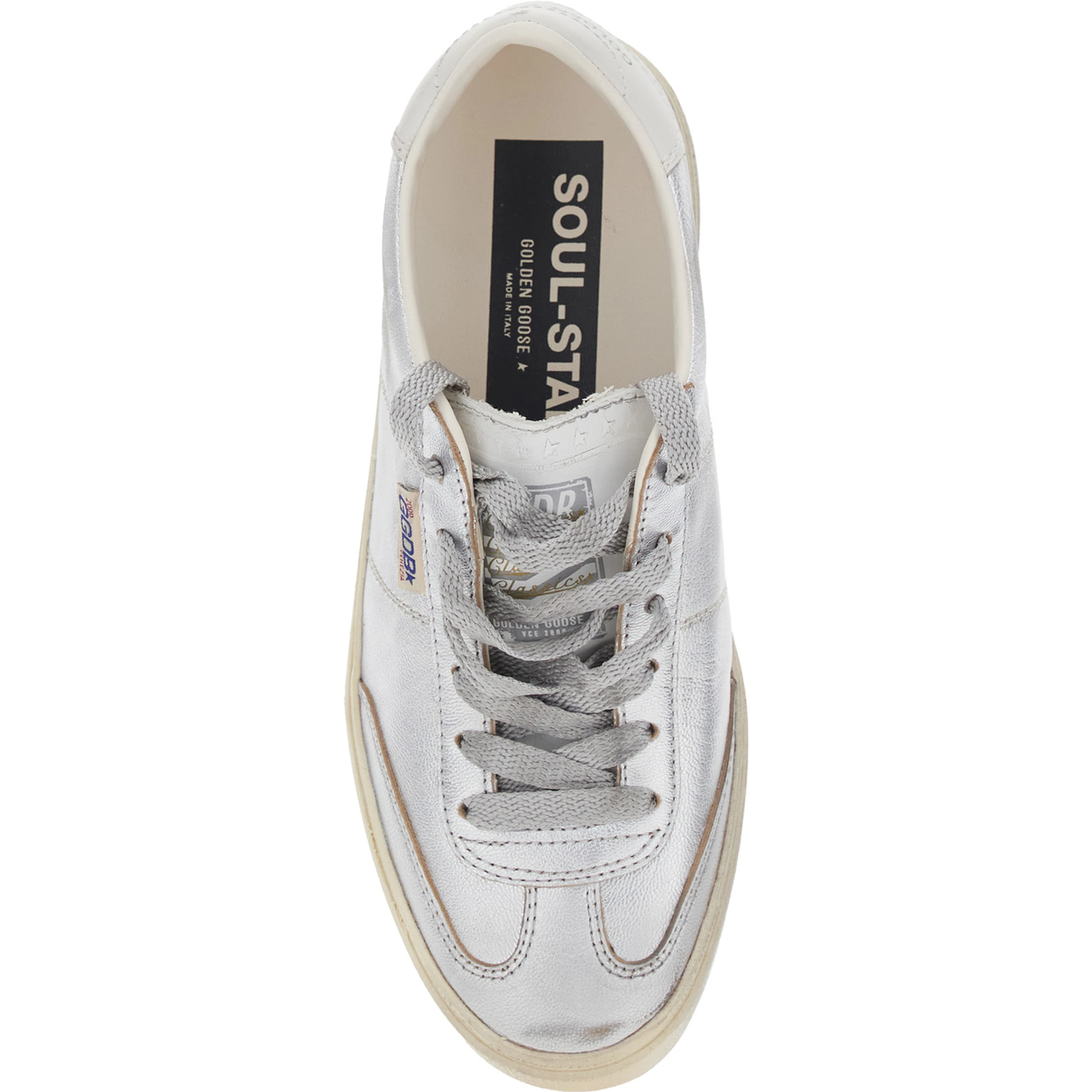 Soul-Star Metallic Sneakers with logo lettering on the back and on the tongue in Laminated Leather Women