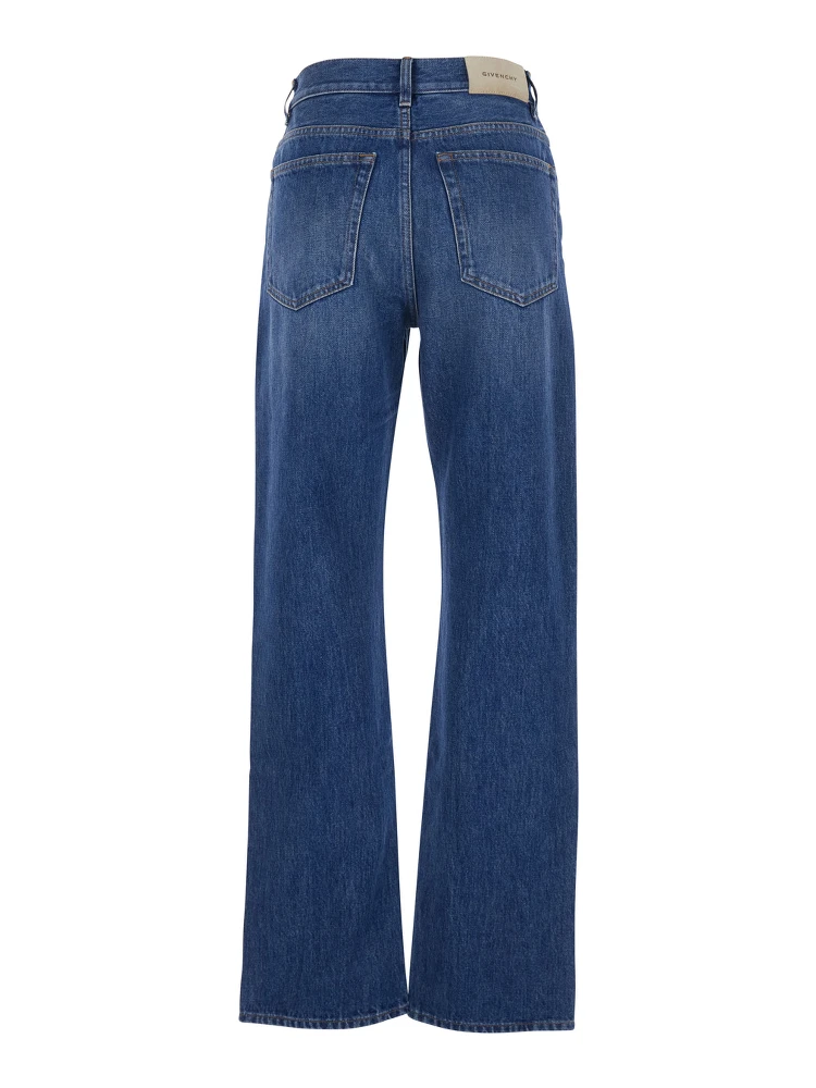 Blue Five-Pocket Jeans with Belt Loops and Logo Patch on the Back in Denim For Women alternative
