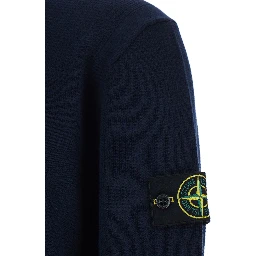 Blue  Sweatshirt with Logo Patch on Sleeve in Cotton for Men
