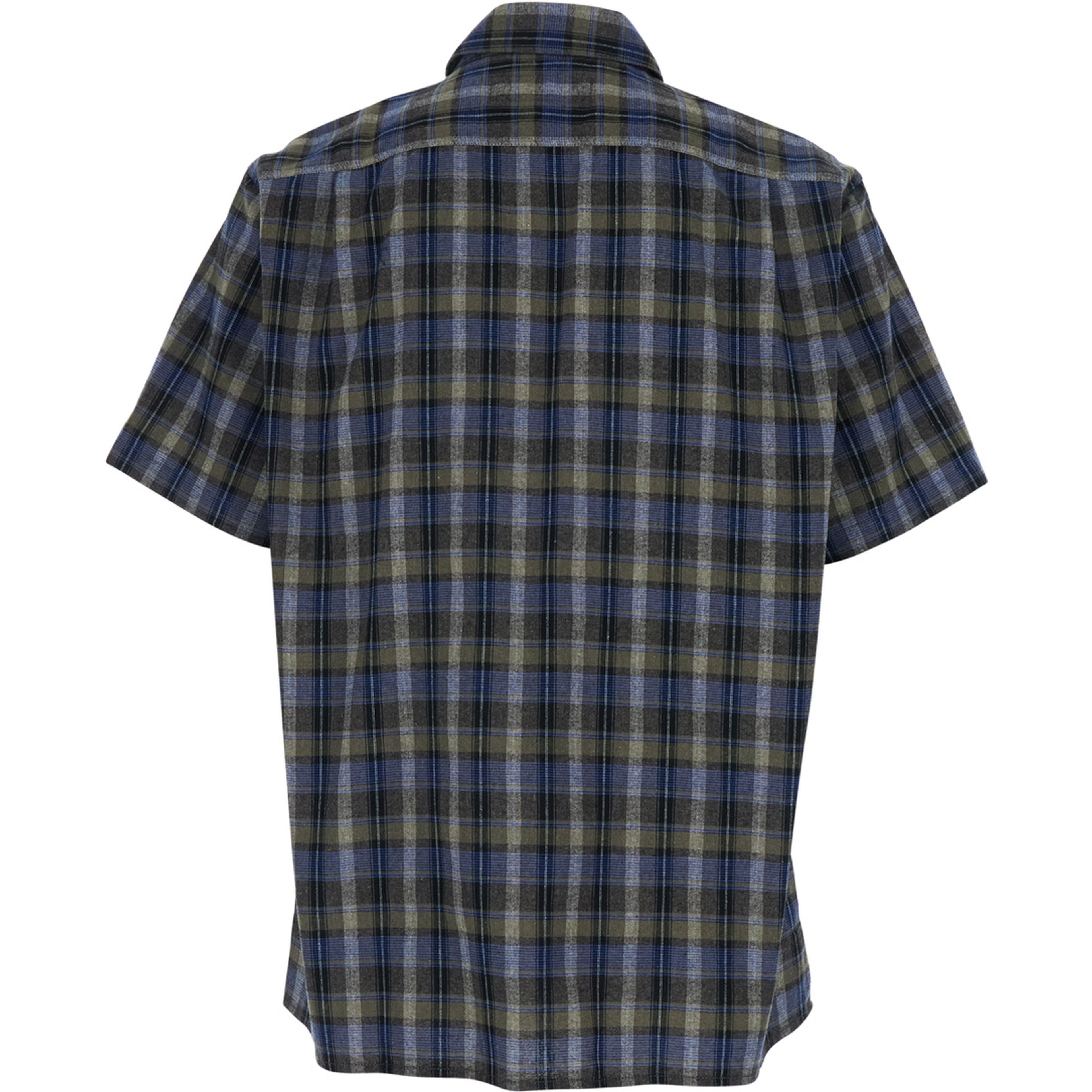 grey short-sleeved shirt with check motif in cotton blend man