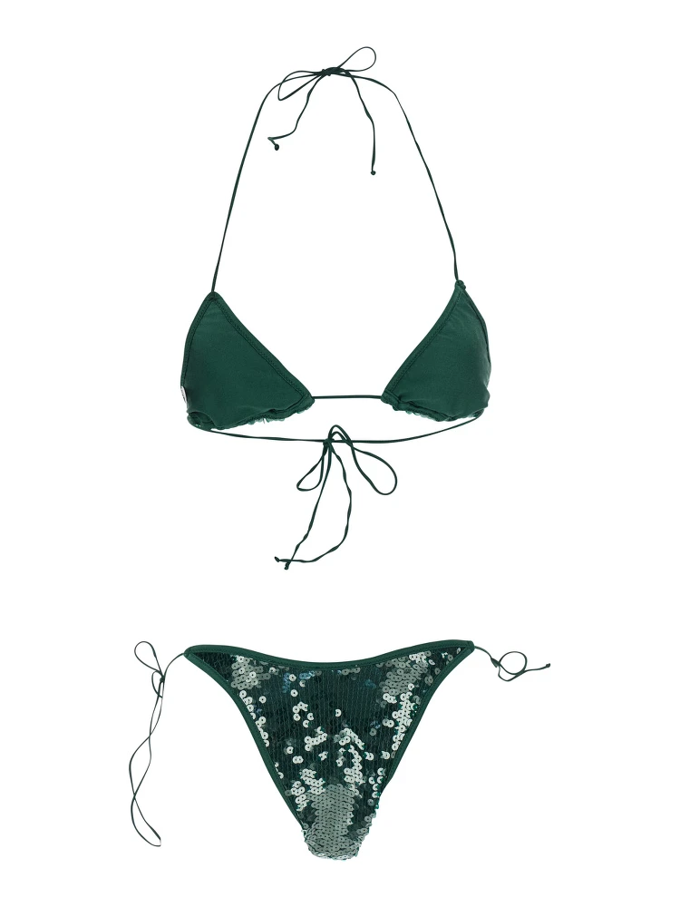 MARYLIN Green Bikini with Triangle Top and all-over rhinestones in Tech Fabric Women alternative