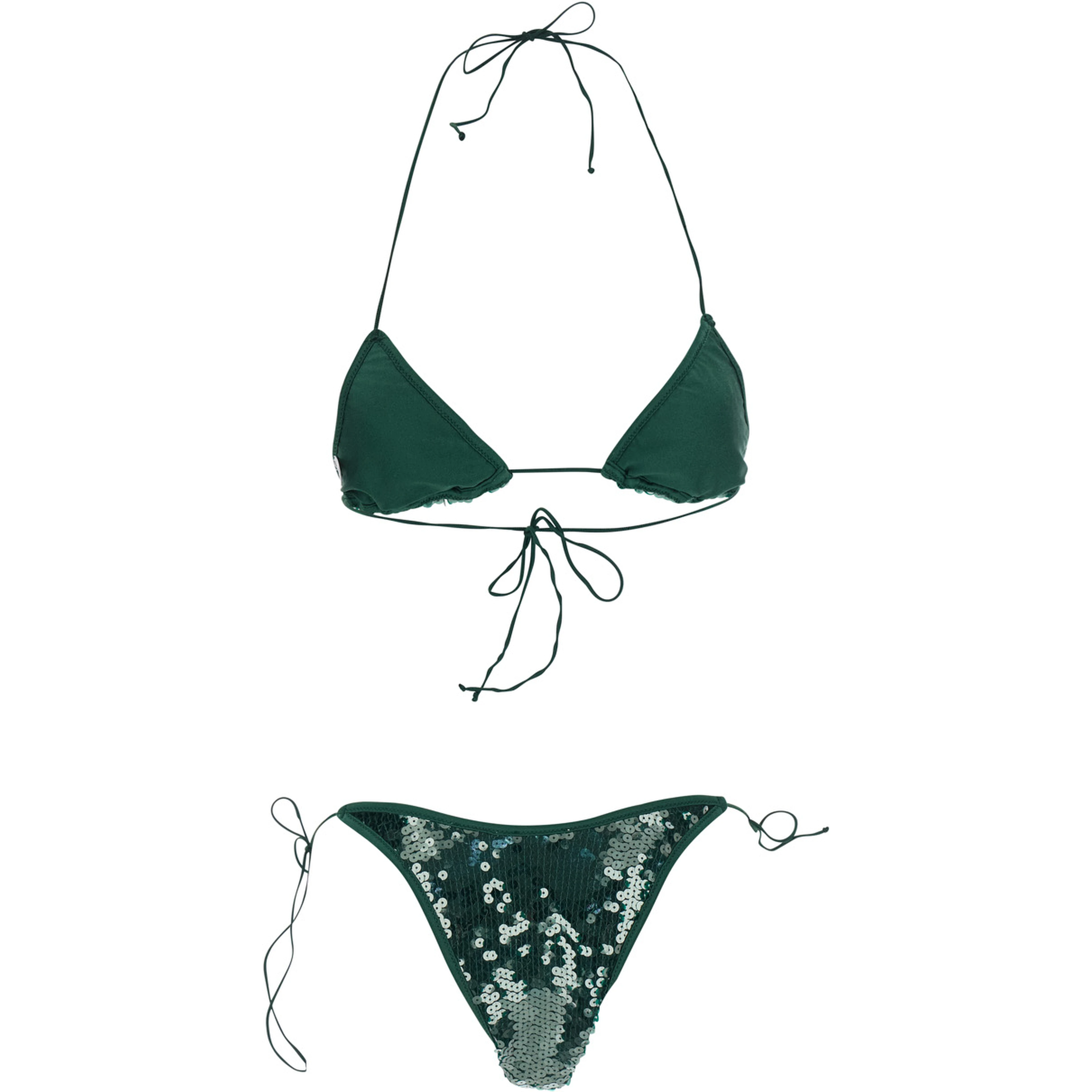 MARYLIN Green Bikini with Triangle Top and all-over rhinestones in Tech Fabric Women