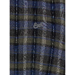 grey short-sleeved shirt with check motif in cotton blend man