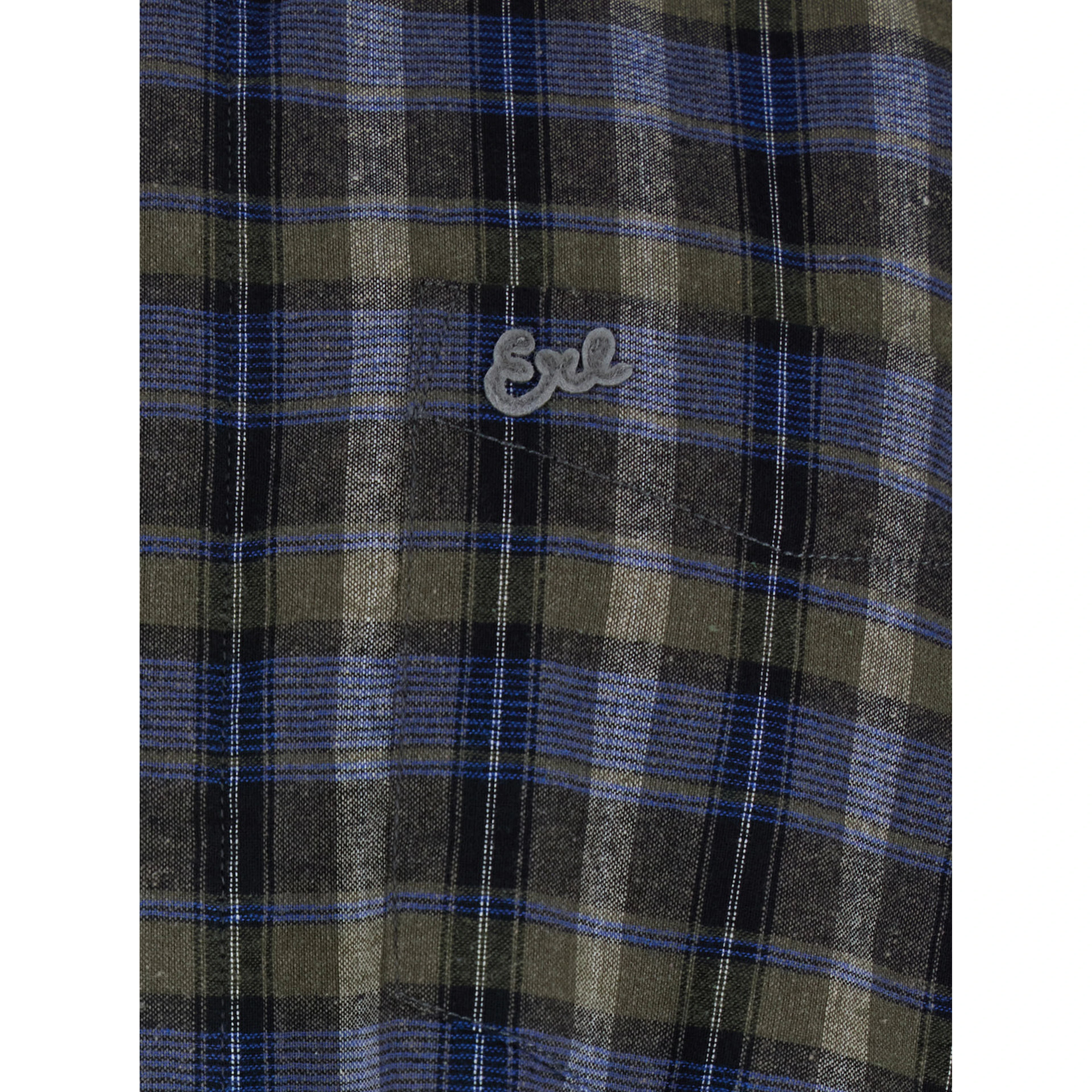 grey short-sleeved shirt with check motif in cotton blend man