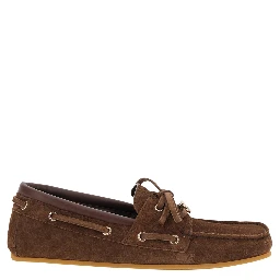 Brown Loafers with GG Plate on the Front in GG Suede for Women