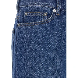 Blue Five-Pocket Jeans with Belt Loops and Logo Patch on the Back in Denim For Women