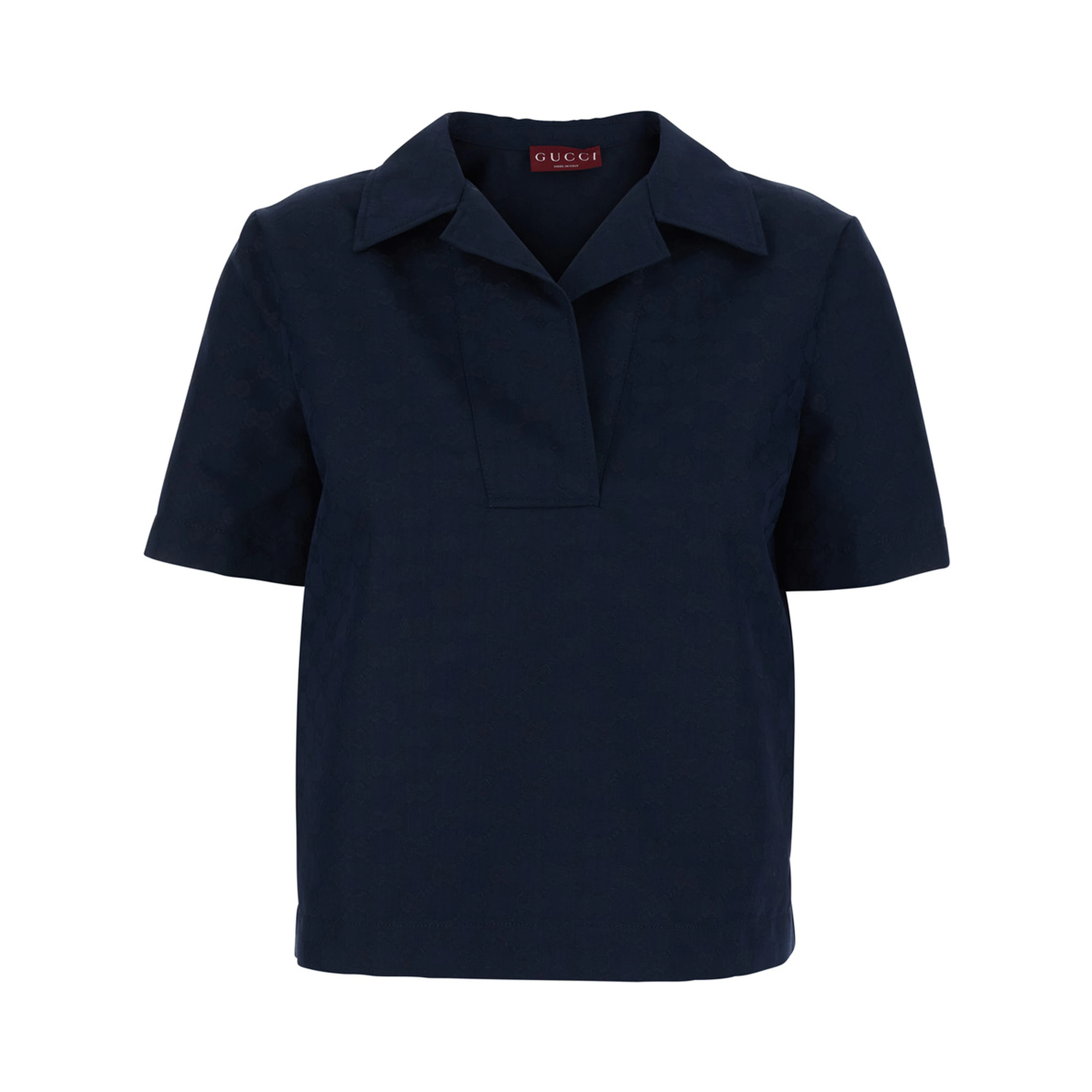 Blue Blouse with Wide Collar and V-Neck in Cotton Blend for Women
