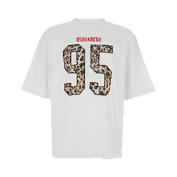 White T-Shirt with Maxi Logo on the Front in Cotton for Men