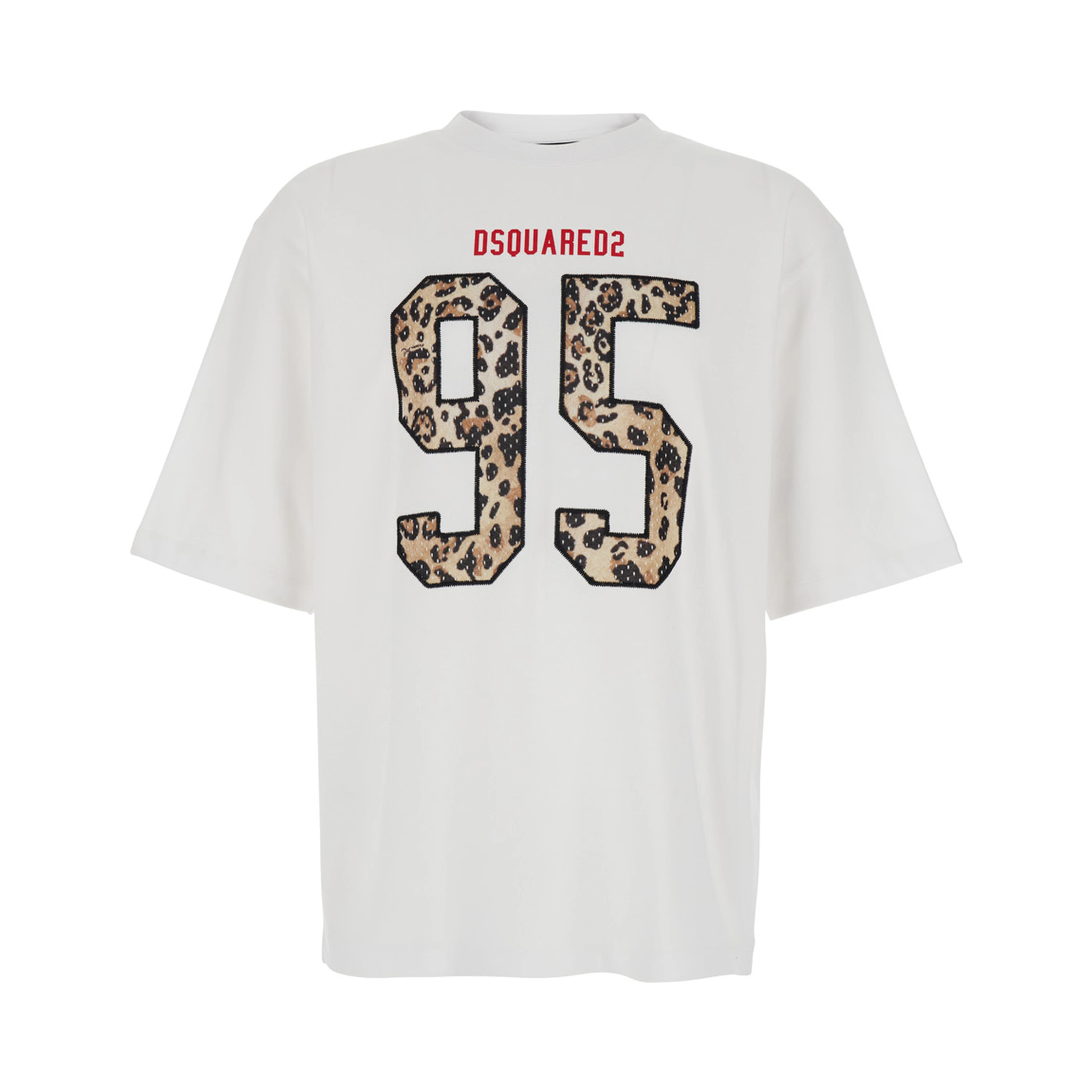 White T-Shirt with Maxi Logo on the Front in Cotton for Men