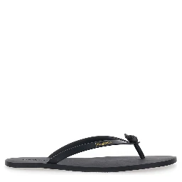 Black Cassandra Flip-Flops with Leather Logo Detail for Men