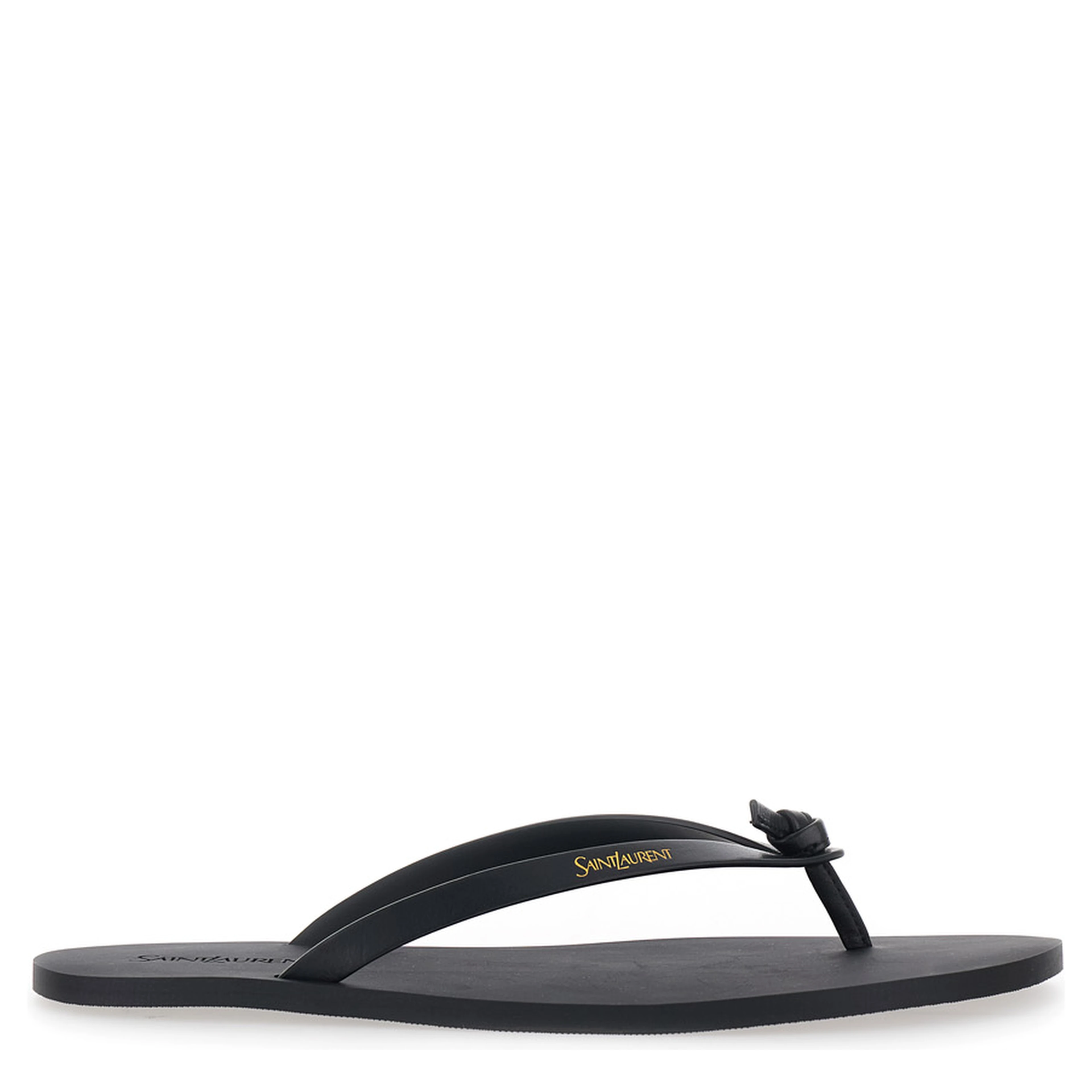 Black Cassandra Flip-Flops with Leather Logo Detail for Men