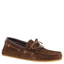 Brown Loafers with GG Plate on the Front in GG Suede for Women
