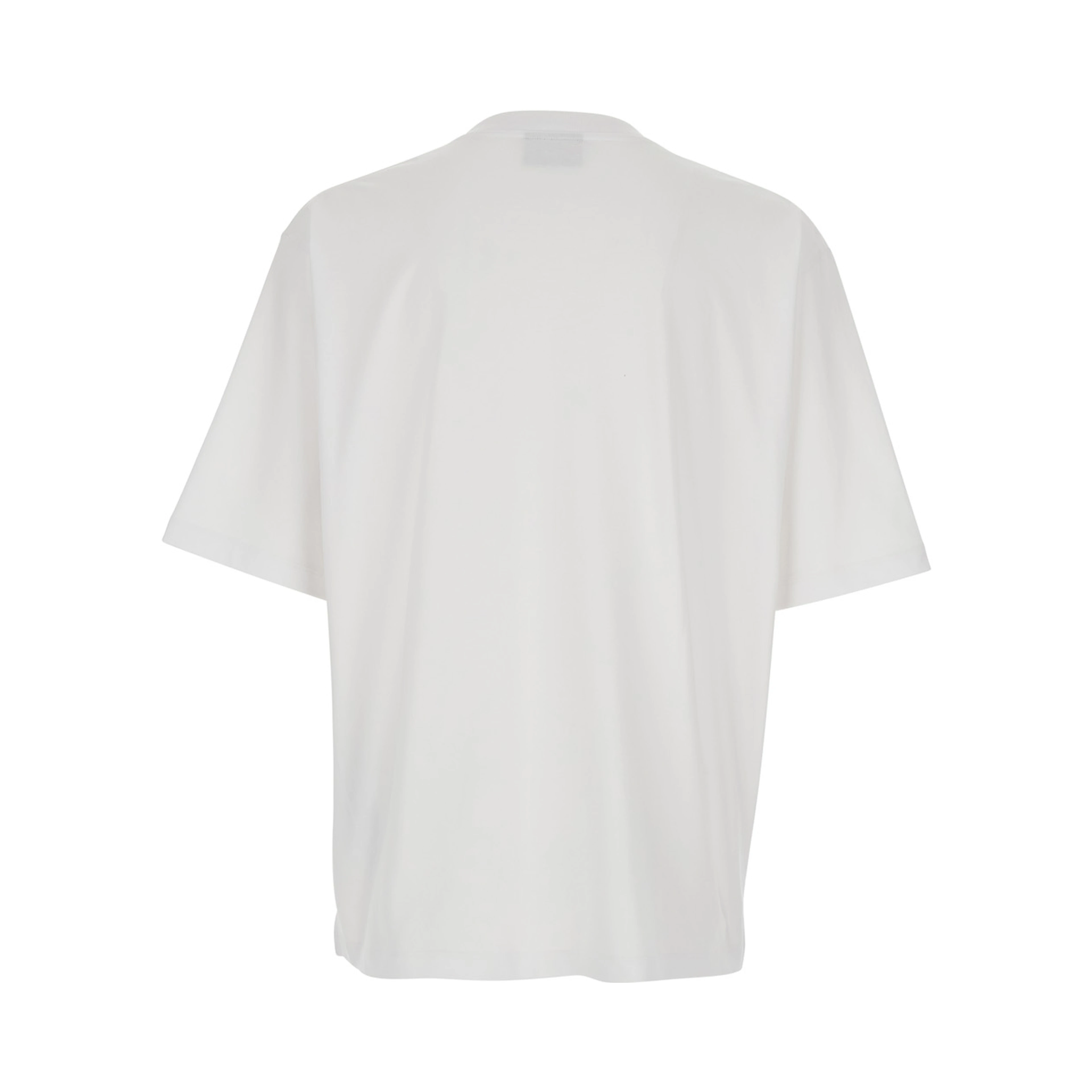 White T-Shirt with Maxi Logo on the Front in Cotton for Men