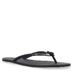 Black Cassandra Flip-Flops with Leather Logo Detail for Men