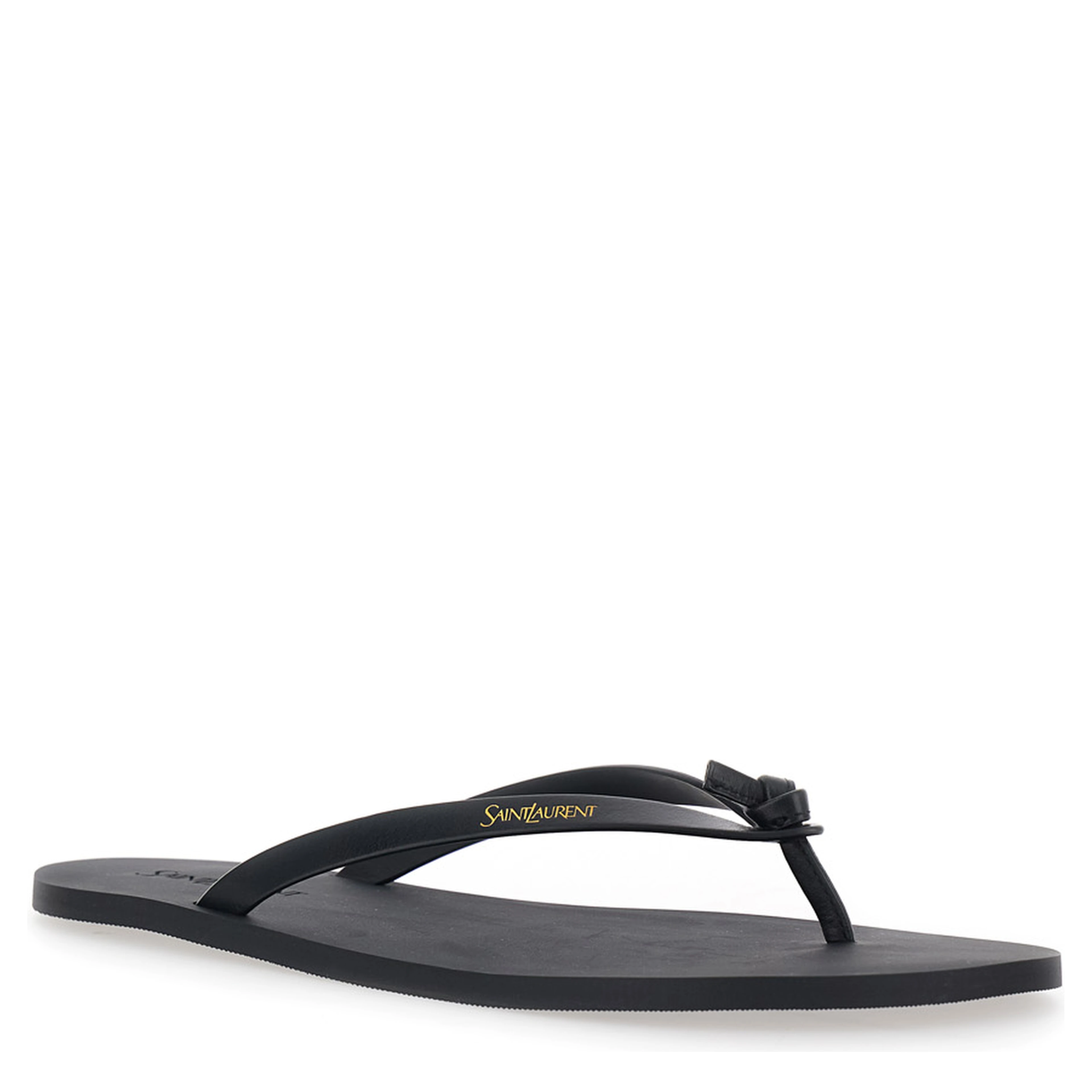 Black Cassandra Flip-Flops with Leather Logo Detail for Men