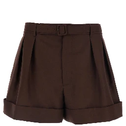Brown Cotton Bermuda Shorts with Side Pockets for Men