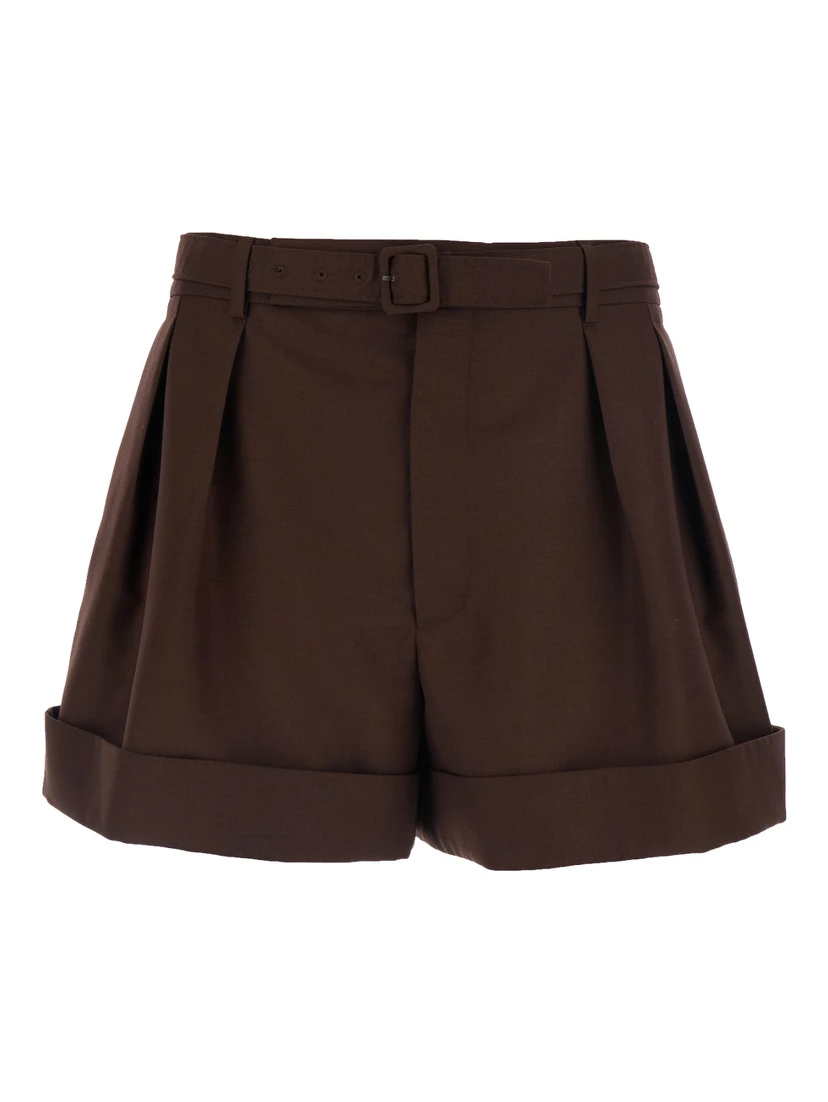 Brown Cotton Bermuda Shorts with Side Pockets for Men