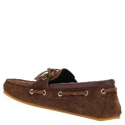 Brown Loafers with GG Plate on the Front in GG Suede for Women